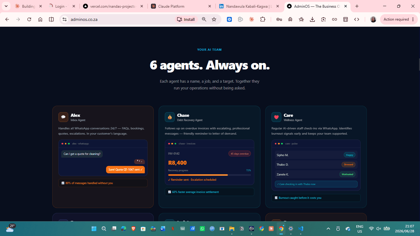 AI agents: Alex, Chase and Care