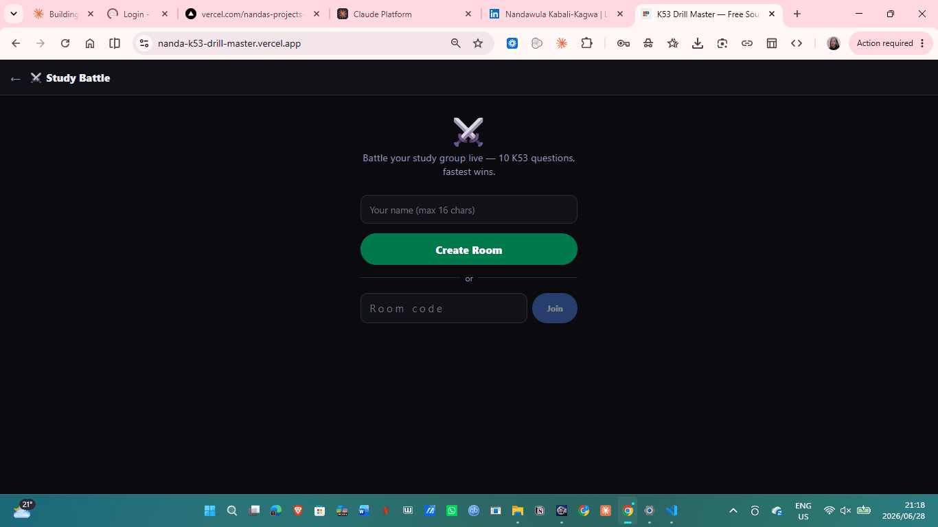 Study Battle — create or join a live room