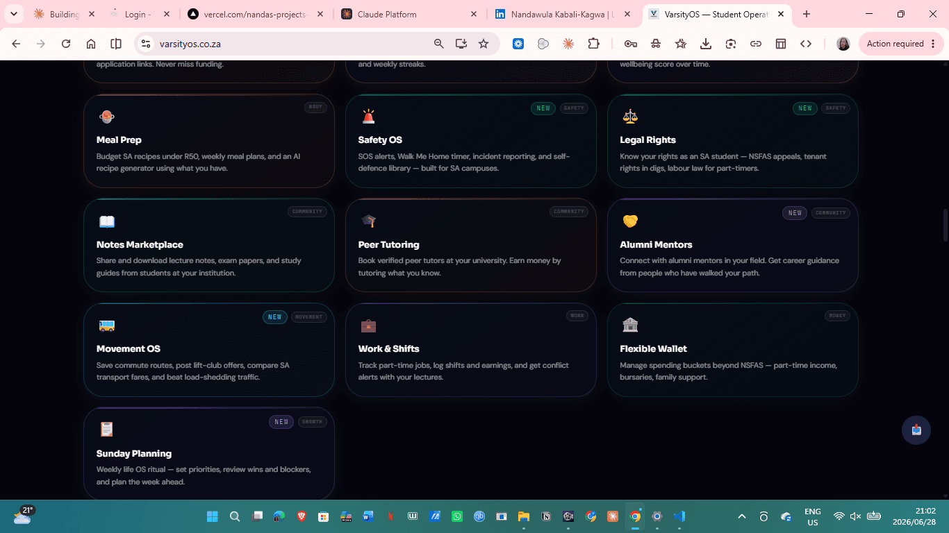 Safety, Notes, Tutoring, Wallet and Planning